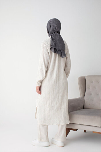 semazen Bürümcük Fabric Hajj and Umrah Dress (2 Pieces) - Cream