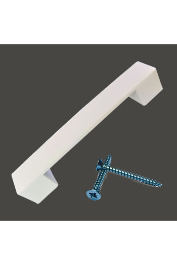 Adem Koç 128 mm Cabinet Drawer Handle Flat Thick Bridge Handle 1 Piece Furniture Handles White (Screw Included)