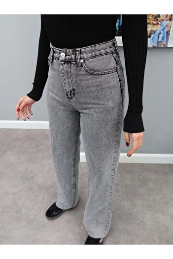 ESRAHELVACI Wide-Leg Gray Jean Trousers