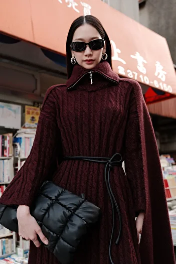 Manuka Burgundy High Collar Cloak Scarf