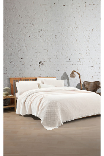 destinyhometex 4 Layer Waffle Pattern Cotton Bedspread - 220X240Cm Double/ 2 Pillowcases 50X70Cm