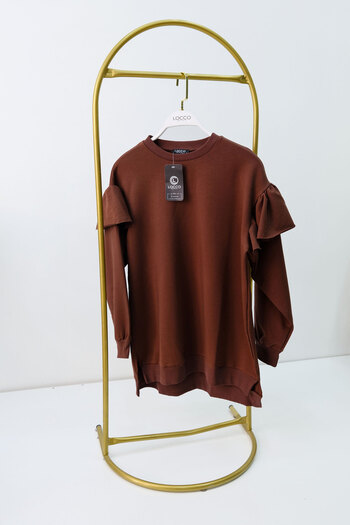 LOCCO Brown Tunic - Ruffled Sleeve