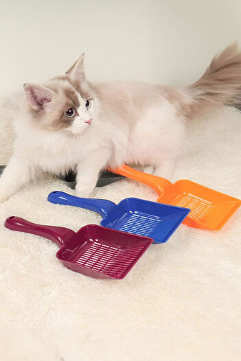 GOBYPET Red Plastic Cat Litter Shovel - Spaced, Cleaning and Screening Shovel