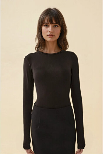 Hiccup Crew Neck Long Sleeve Slim Fit Blouse