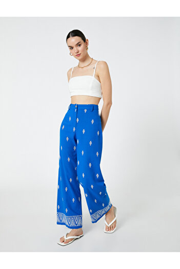 Koton Wide Leg Ethnic Embroidered Trousers