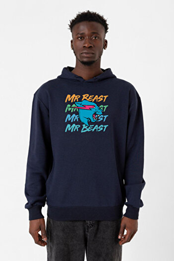 Tshirthane Mr Beast Синій чоловічий капюшон 3ip Letter