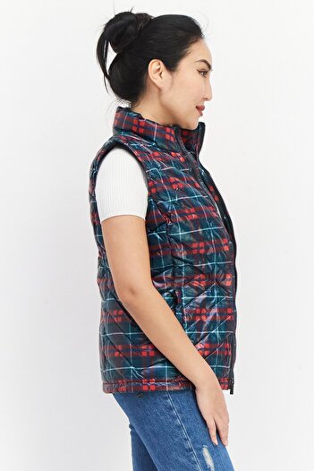 Bass Outdoor Women Plaid Vest Jacket, Green