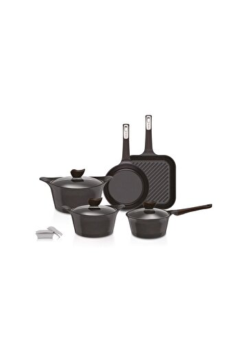 NEOFLAM Eni Granite 8-Piece Black Cookware Set - 20cm 24cm 18cm 24cm 28cm