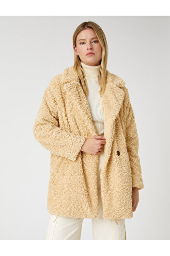 Koton Oversize Double Breasted Plush Short Coat