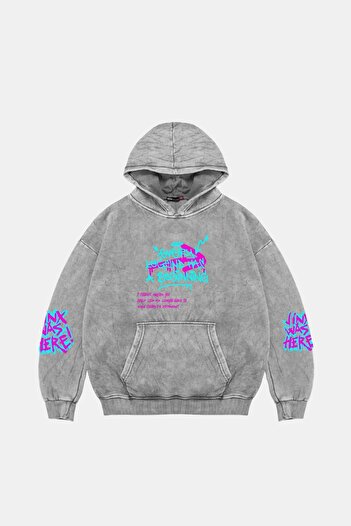 Sekizbiraltı Jinx Arcane Printed Oversize Unisex Λευκό Hoodie που πλένεται