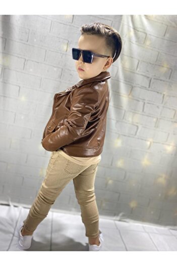 gül garden Children's Sweet Leather Jacket and Jeans