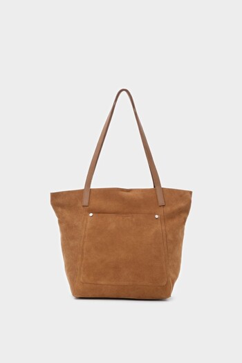LEONAS Premium Front Pocket Genuine Leather Suede Shopper Hand and Shoulder Bag Michelle Taba