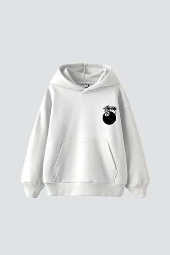 Sekizbiraltı Св. Eight Ball з принтом Oversize Unisex біла худі