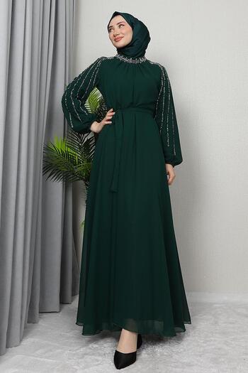 GİZ AGİYİM Σμαραγδένιο φόρεμα Semra Hijab
