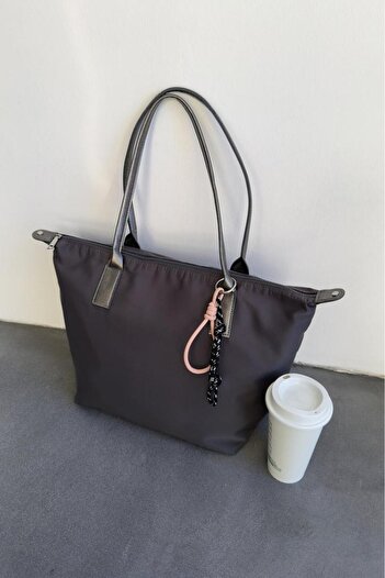 LEONAS Decorative Fancy Parachute Fabric Tote Women's Hand and Shoulder Bag Thomas Anthracite