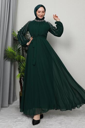 GİZ AGİYİM Σμαραγδένιο φόρεμα Semra Hijab