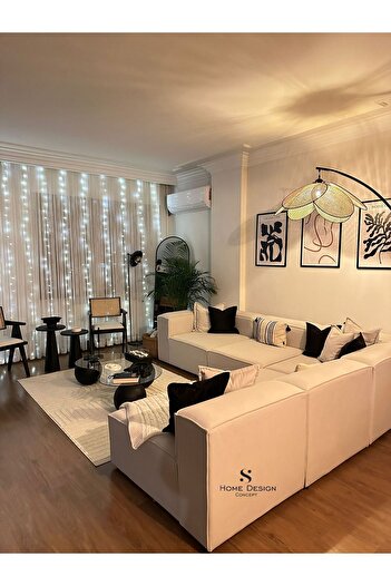 S Home Design Concept Frida 5 Modül Pofidik Modüler Kanepe L Köşe Koltuk Takımı, Yönsüz Kadife