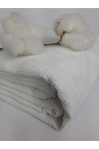 Mef Collection Hotel Pique Double Checkerboard Pattern White 200x230 Cm Set of 4