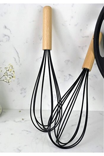 Qerhome Black Silicone Beater - Bamboo Handle, 1 Piece