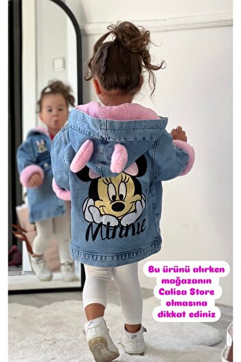 Calisa Girl's Plush Fur Ears Hooded Denim Coat Jacket Coat