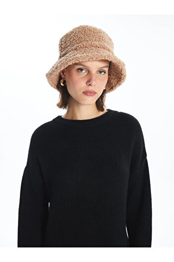 LC Waikiki Lcw Accessories Beige Plush Women's Bucket Hat