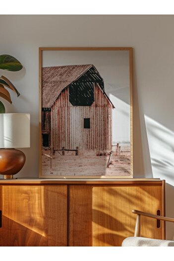 Postifull Rustic Unframed Poster, Scandinavian Brown Painting, No:412 Barn Photo, Horizontal