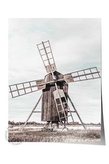 Postifull Rustic Unframed Poster, Nordic White Painting, No:255 White Mill Photo, Vertical