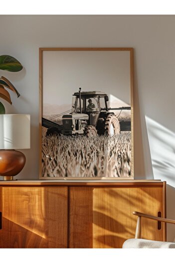 Postifull Rustic Unframed Poster, Scandinavian White Painting, No:327 Tractor Photo, Vertical