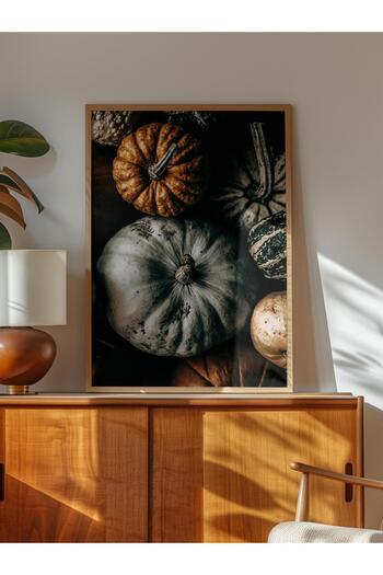 Postifull Rustic Unframed Poster, Scandinavian Brown Painting, No:472 Pumpkins Photo