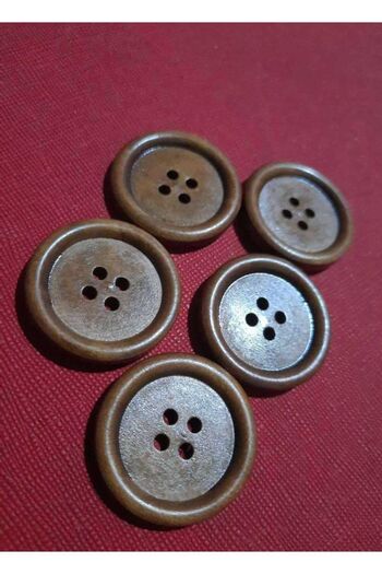 İMREN AKSESUAR Natural Wood Wooden Button Coat and Cardigan - 3 Cm, 1 Pack of 5 Pieces
