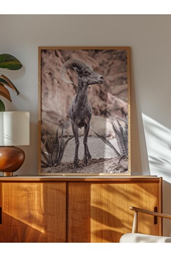 Postifull Rustic Unframed Poster, Scandinavian Brown Painting, No:355 Gazelle Photo, Vertical
