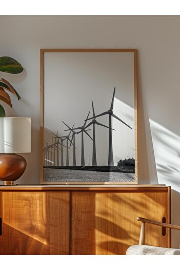 Postifull Rustic Unframed Poster, Nordic White Painting, No:268 Wind Turbines Photo, Vertical