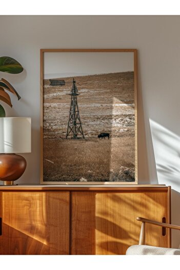 Postifull Rustic Unframed Poster, Scandinavian Brown Painting, No:156 Old Water Tower Photo, Vertical