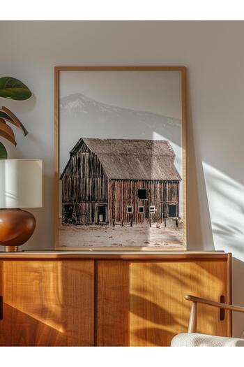 Postifull Rustic Unframed Poster, Scandinavian Brown Painting, No:413 Wooden House Photo