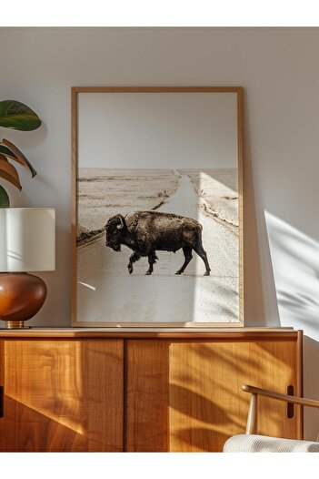 Postifull Rustic Unframed Poster, Scandinavian Brown Painting, No:257 Ox Photo, Vertical