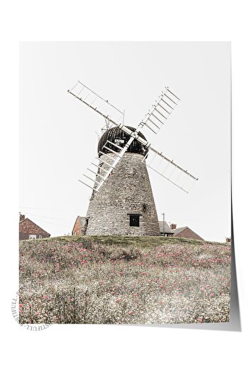 Postifull Rustic Unframed Poster, Scandinavian Brown Painting, No:234 Mill Photo, Vertical