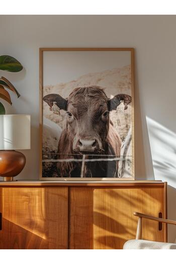 Postifull Rustic Unframed Poster, Scandinavian White Painting, No:368 Cow Photo, Vertical