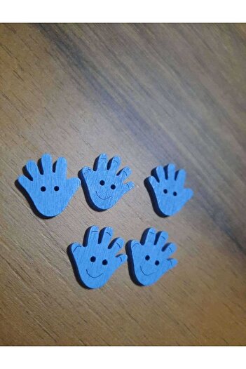 İMREN AKSESUAR 1.5 cm Hand Figured Blue Wooden Button - Pack of 8 Two Holes