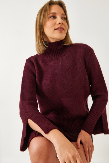 Bianco Lucci Women's Sleeves Slit Knitwear Sweater 231111 60261257