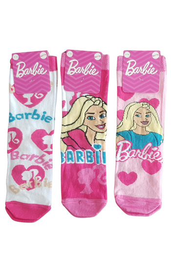 Barbie Colorful Patterned Children's Socks - Set of 3