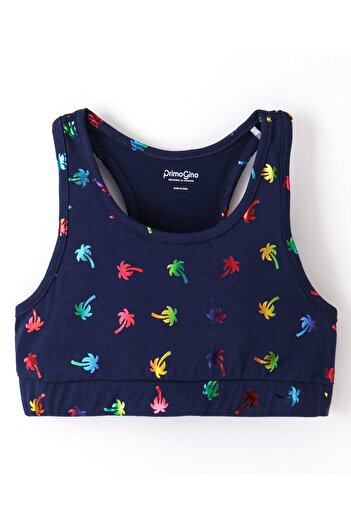 Primo Gino Primo Gino Cotton Elastane Sleeveless Top and Leggings Set Palm Tree Foil Print - Navy