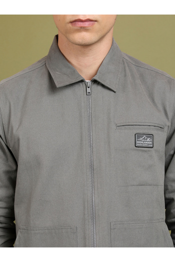 Highlander By Styli Spread Collar Denim Jacket with Slip Pocket