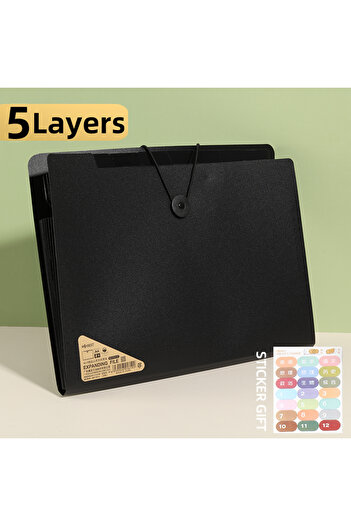 Choice Black-5layers A4 File Folder Storage Bag 5/8/13 Layers Desktop Organizer For Test Papers School Stat
