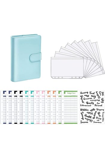 Choice Sky Blue A6 Budget Binders Planner 6 Hole 8 Zipper Envelopes 2 Stickers In One Notebook Wallet For