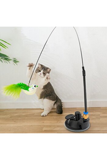 Choice S green 1pc Cat Teaser Wand With Interchangeable Steel Wire Toy Heads, Fun Toy For Kitten Or Cat To