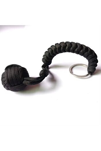 Choice Black Outdoor Self-Defense Umbrella Rope,Monkey Fist Steel Ball, Paracord Survival Key Chain, Outdoo