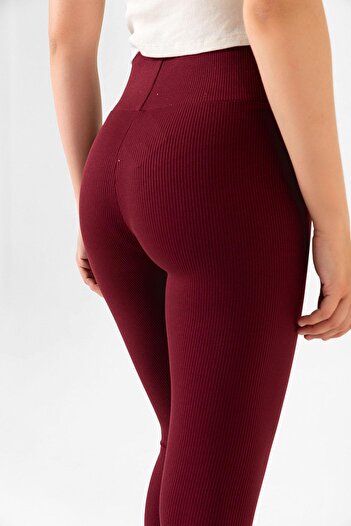 Domoda Women's Knitted Leggings with High Waist, Ribbed, Recovery Interlock Elastic Waist