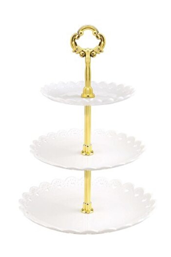 Choice White 1PC European Dessert Table Fruit Tray Three Layer Cake Stand Rack Wedding Party Candy Plastic