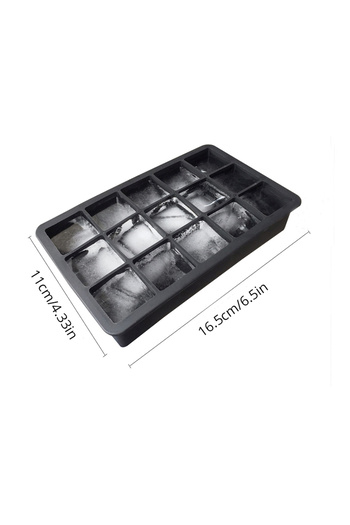 Choice Black 15 Square Ice Cube Molds With Silicone Easy Release Ice Cream Homemade Summer Beverage Cooling