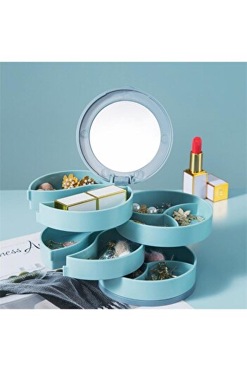 Choice 1pc blue 1pc Blue/Pink Jewelry Stand Holder Display Tray Jewelry Storage Box Multilayer Rotating Pla